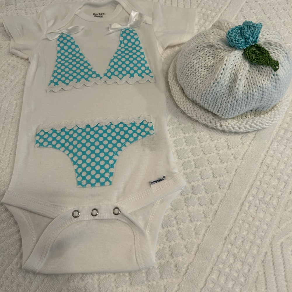 Carter's White and Blue Bodysuit Matching Set